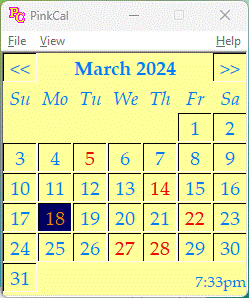 Screenshot of Pink Calendar and Day Planner 6.0