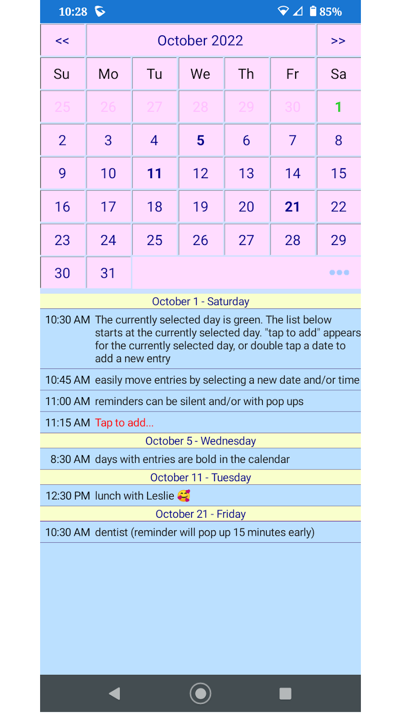 PinkCal Screenshot